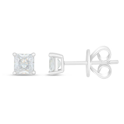 Sterling Silver 925 Earring Rhodium Plated Embedded With White Zircon