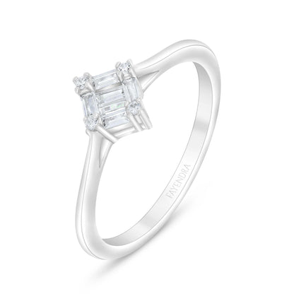 Sterling Silver 925 Ring Rhodium Plated Embedded With White Zircon