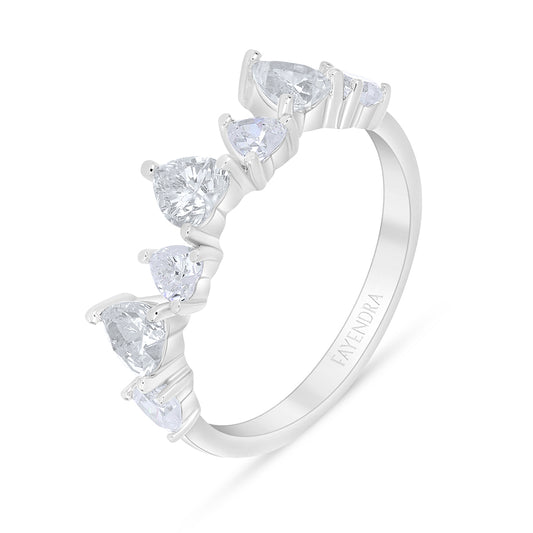 Sterling Silver 925 Ring Rhodium Plated Embedded With White Zircon