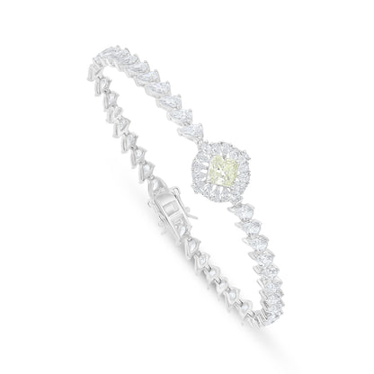 Sterling Silver 925 SET Rhodium Plated Embedded With Diamond Zircon And White Zircon