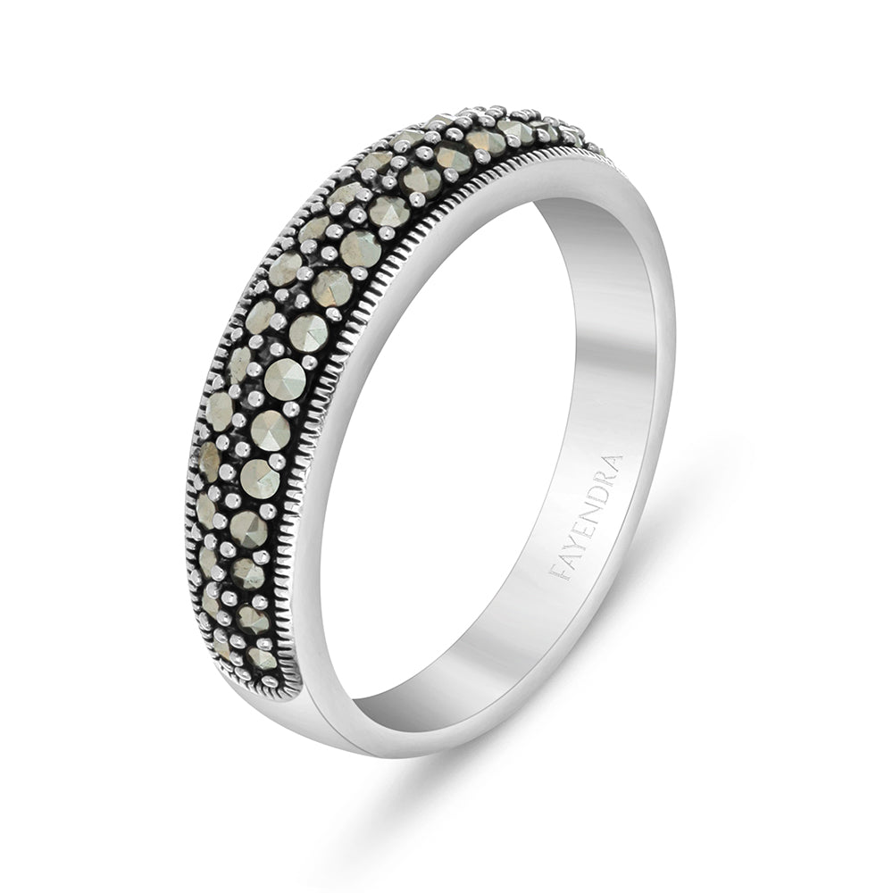 Sterling Silver 925 Ring Embedded With Marcasite Stones