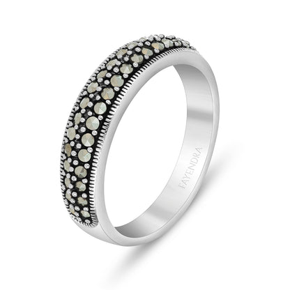 Sterling Silver 925 Ring Embedded With Marcasite Stones