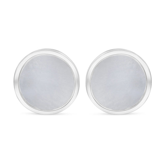 Sterling Silver 925 Earring Rhodium Plated Embedded With White Shell
