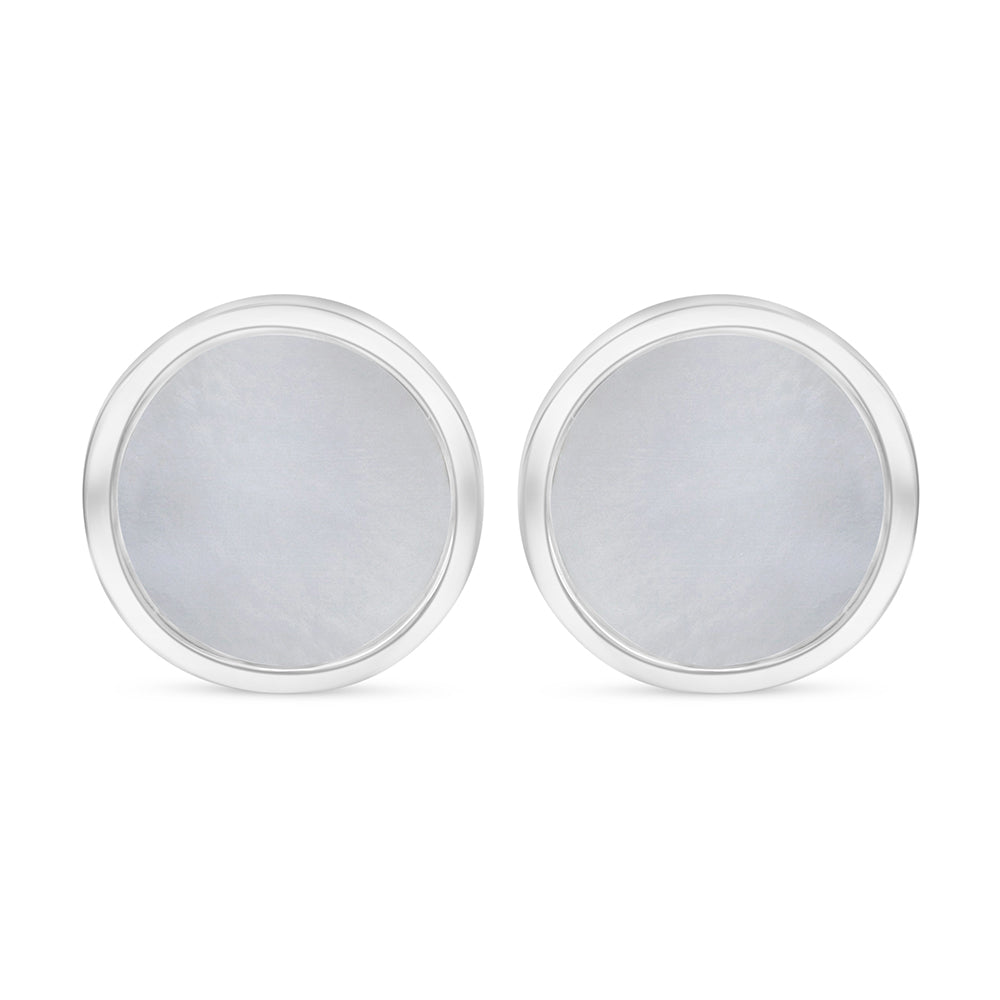 Sterling Silver 925 Earring Rhodium Plated Embedded With White Shell