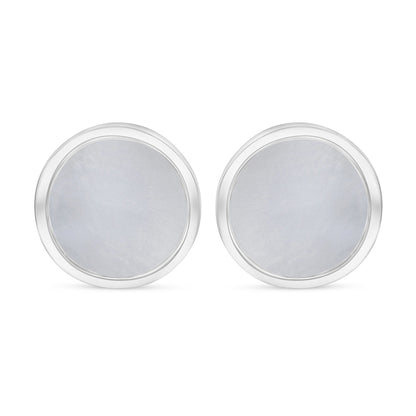 Sterling Silver 925 Earring Rhodium Plated Embedded With White Shell