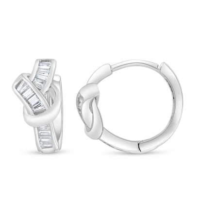 Sterling Silver 925 Earring Rhodium Plated Embedded With White Zircon