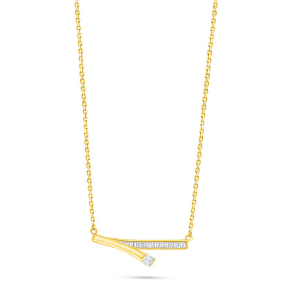 Sterling Silver 925 Necklace Golden Plated Embedded With White Zircon