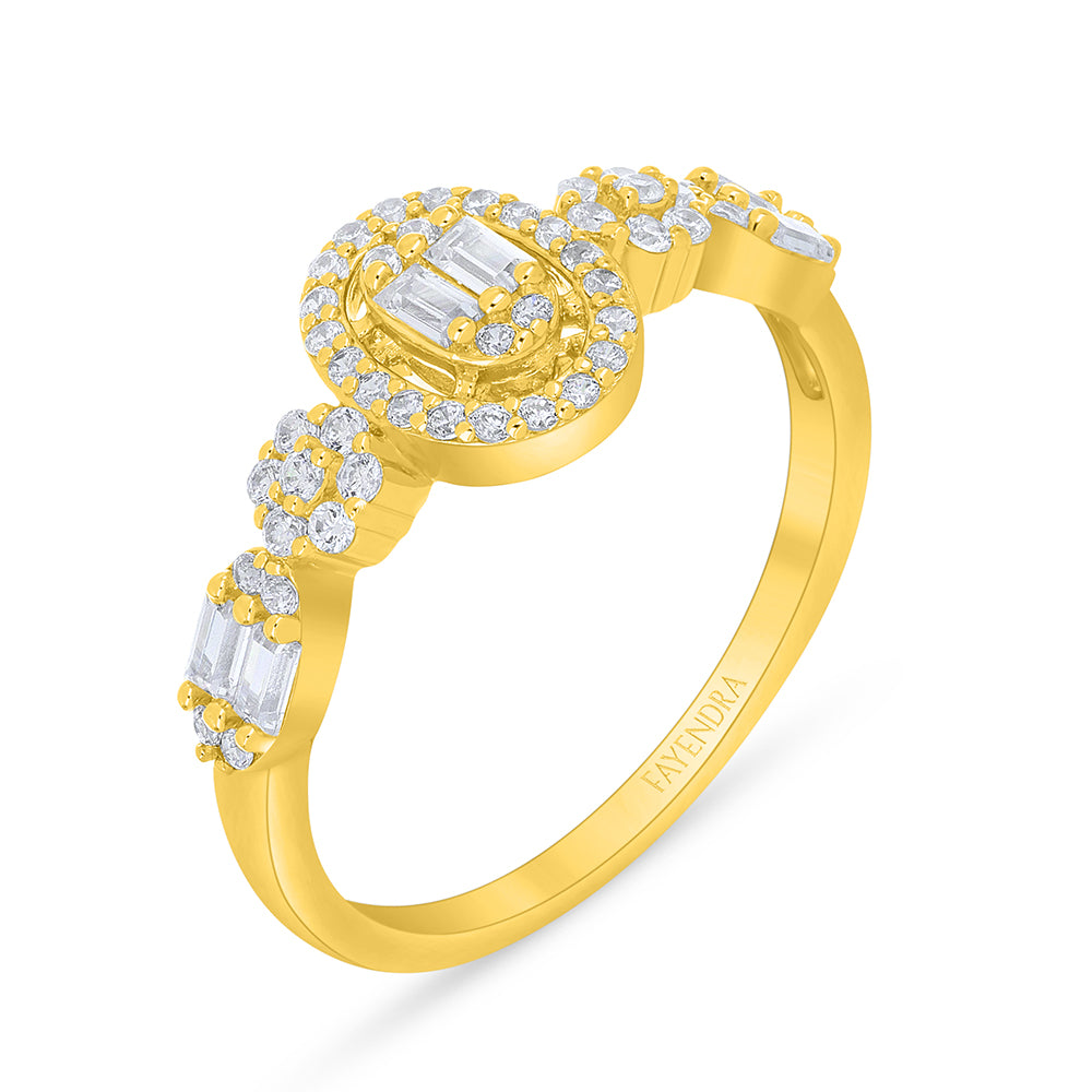 خاتم من الفضة الخالصة عيار 925 مطلي ذهبي مرصع فص ابيض