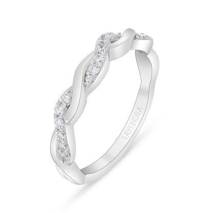 Sterling Silver 925 Ring Rhodium Plated Embedded With White Zircon