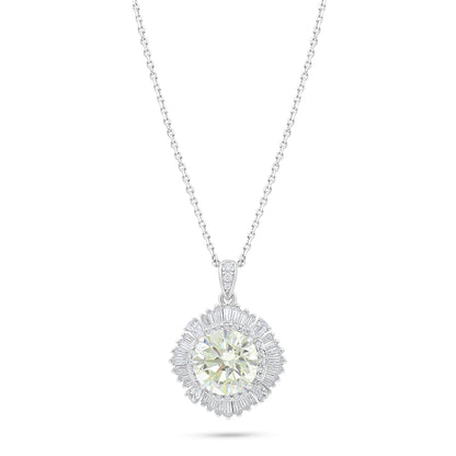 Sterling Silver 925 Necklace Rhodium Plated Embedded With Diamond Zircon And White Zircon