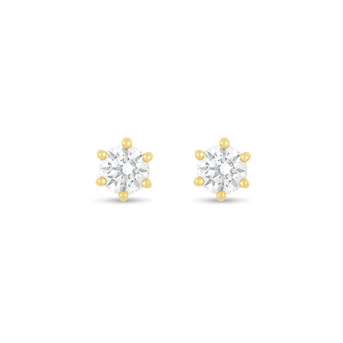 Sterling Silver 925 Earring Golden Plated Embedded With White Zircon
