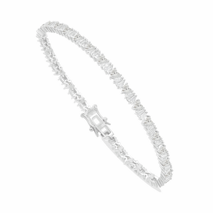 Sterling Silver 925 Bracelet Rhodium Plated Embedded With Diamond Zircon And White Zircon