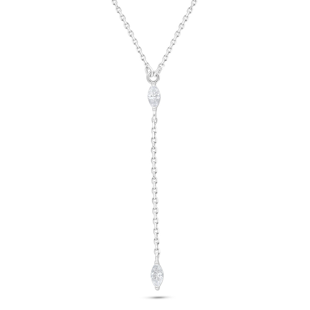 Sterling Silver 925 Necklace Rhodium Plated Embedded With White Zircon