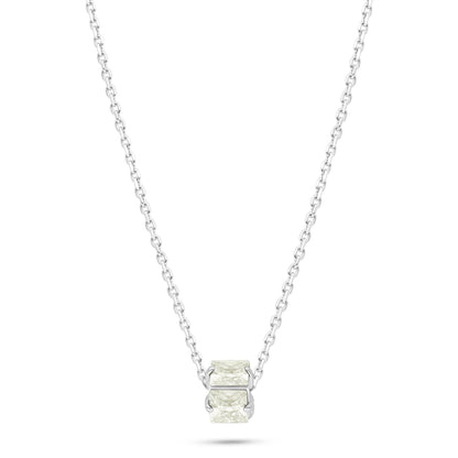 Sterling Silver 925 Necklace Rhodium Plated Embedded With Diamond Zircon