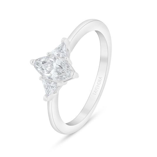 Sterling Silver 925 Ring Rhodium Plated Embedded With White Zircon