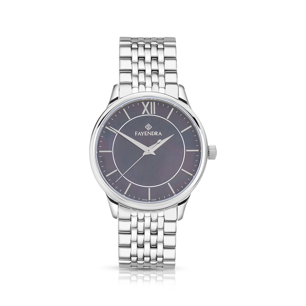 Stainless Steel 316L Watch Silver Color For Men - BLACK MOP DIAL