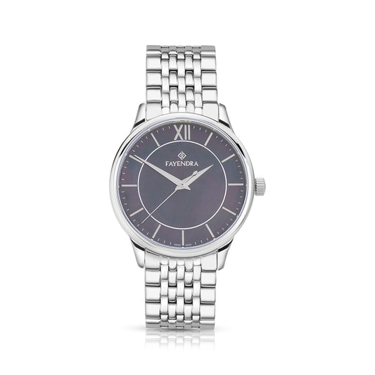 Stainless Steel 316L Watch Silver Color For Men - BLACK MOP DIAL