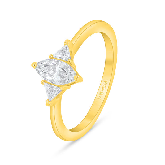 Sterling Silver 925 Ring Golden Plated Embedded With White Zircon