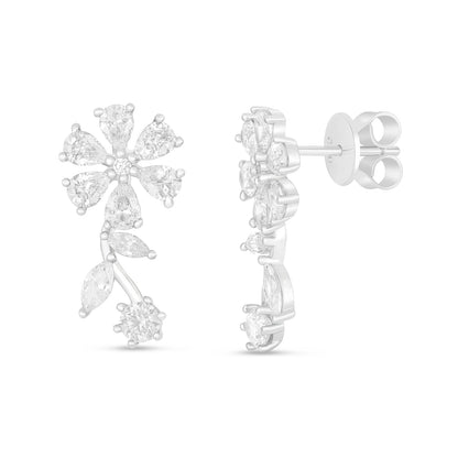 Sterling Silver 925 Earring Rhodium Plated Embedded With White Zircon