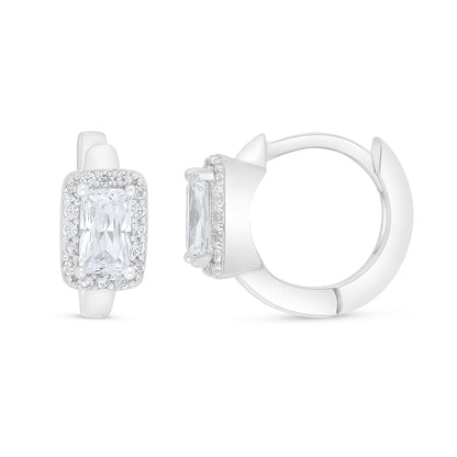 Sterling Silver 925 Earring Rhodium Plated Embedded With White Zircon