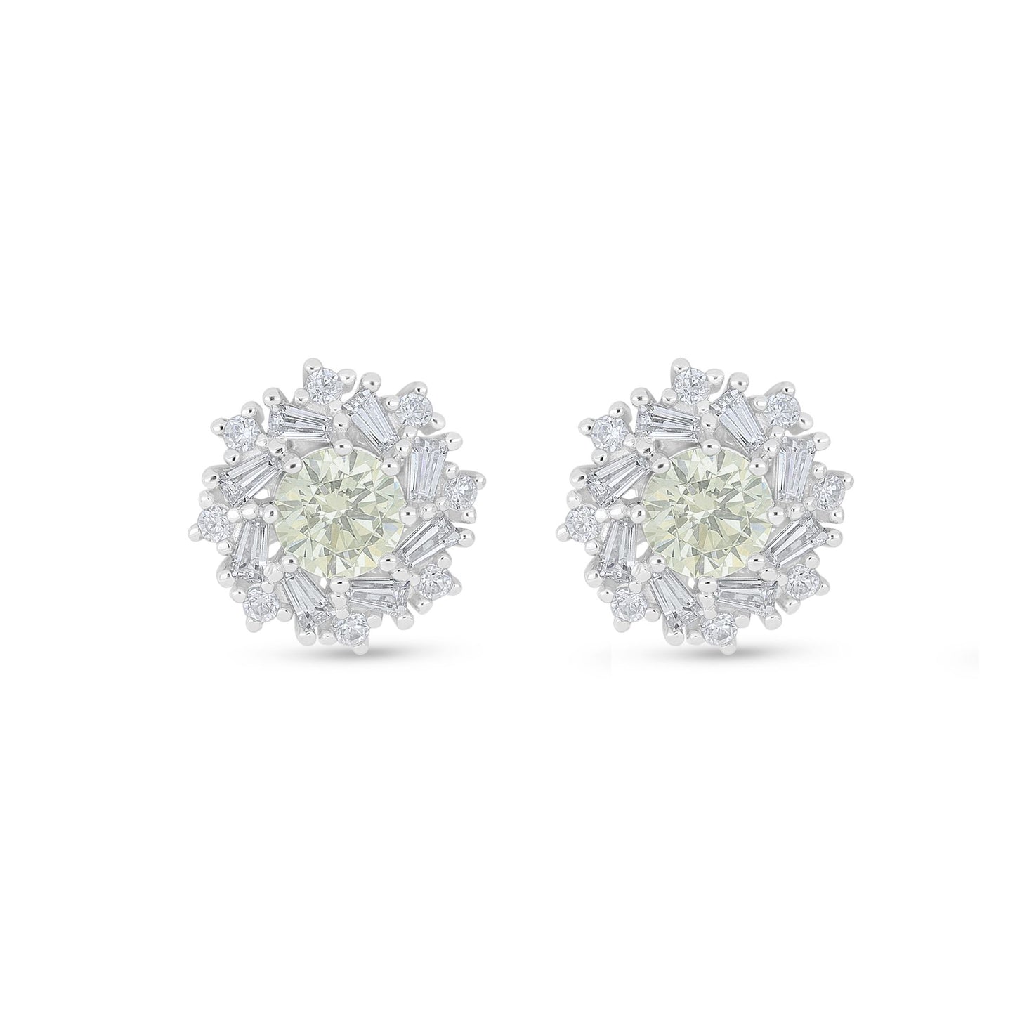 Sterling Silver 925 Earring Rhodium Plated Embedded With Diamond Zircon And White Zircon