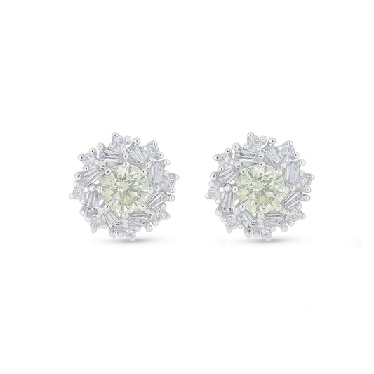 Sterling Silver 925 Earring Rhodium Plated Embedded With Diamond Zircon And White Zircon