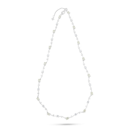 Sterling Silver 925 Necklace Rhodium Plated Embedded With Diamond Zircon And White Zircon