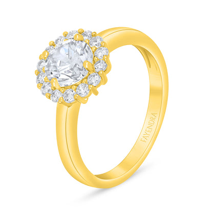 Sterling Silver 925 Ring Golden Plated Embedded With Diamond Zircon And White Zircon