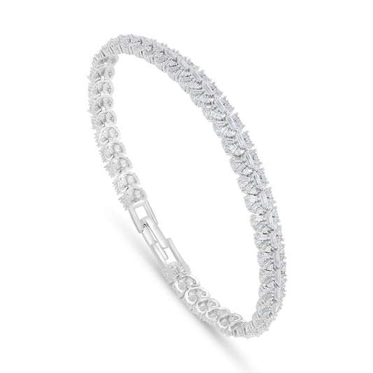 اسورة من الفضة الخالصة عيار 925 مطلية روديوم مرصعة فص ابيض