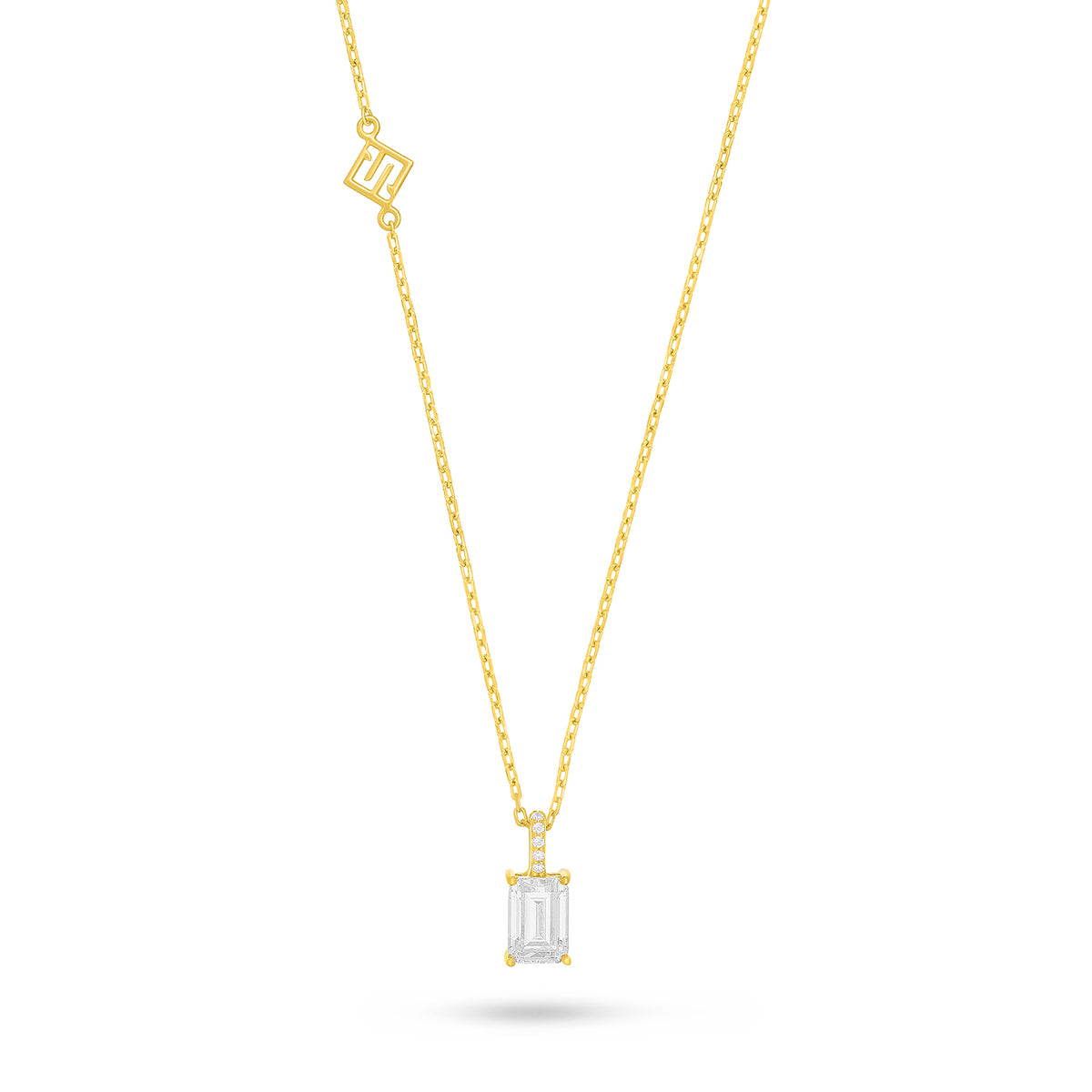 Sterling Silver 925 Necklace Golden Plated Embedded With White Zircon