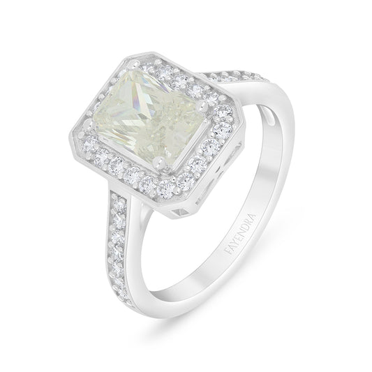 Sterling Silver 925 Ring Rhodium Plated Embedded With Diamond Zircon And White Zircon