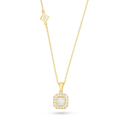 Sterling Silver 925 Necklace Golden Plated Embedded With White Zircon