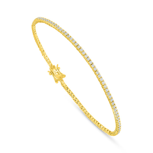 Sterling Silver 925 Bracelet Golden Plated Embedded With White Zircon