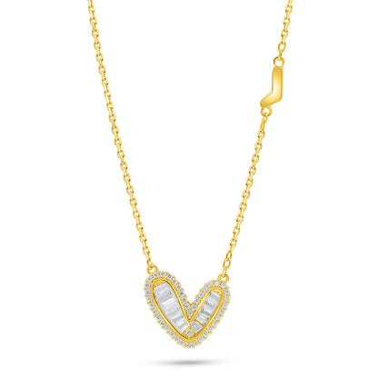 عقد من الفضة الخالصة عيار 925 مطلي ذهبي مرصع فص ابيض