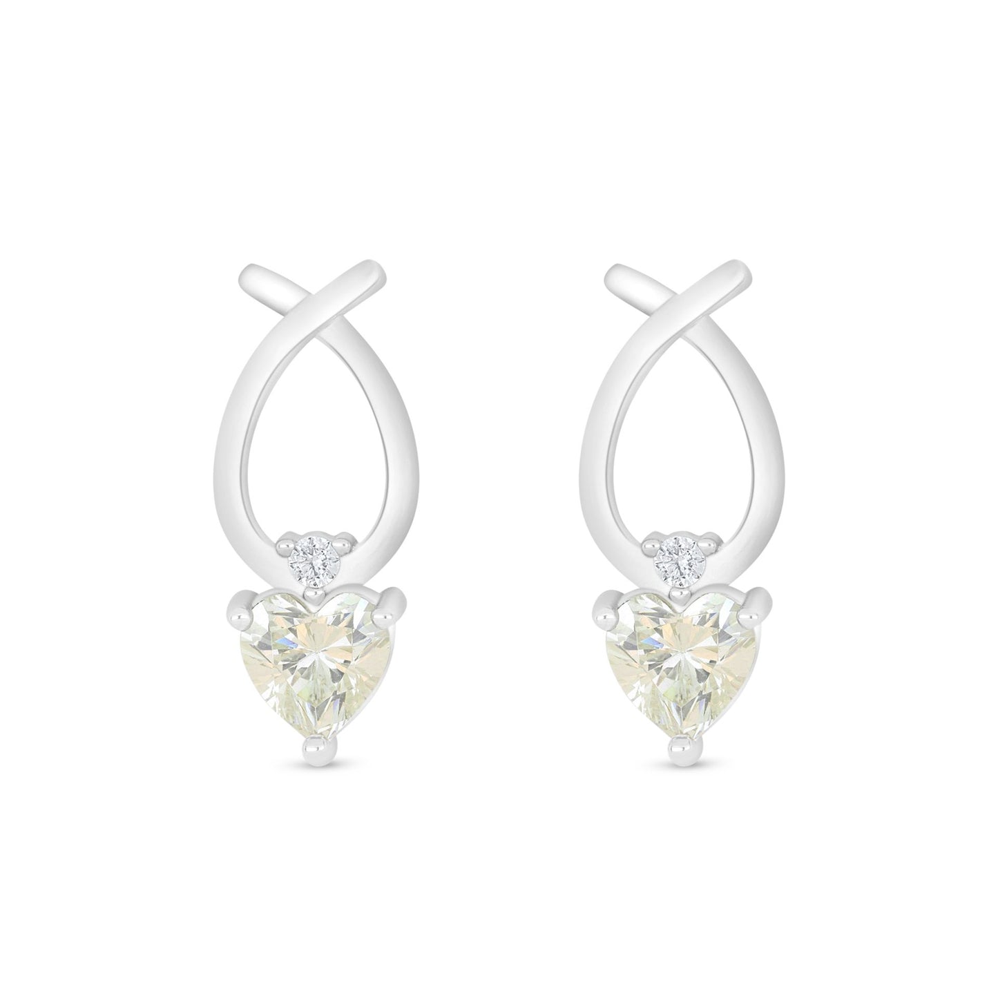 Sterling Silver 925 Earring Rhodium Plated Embedded With Diamond Zircon And White Zircon