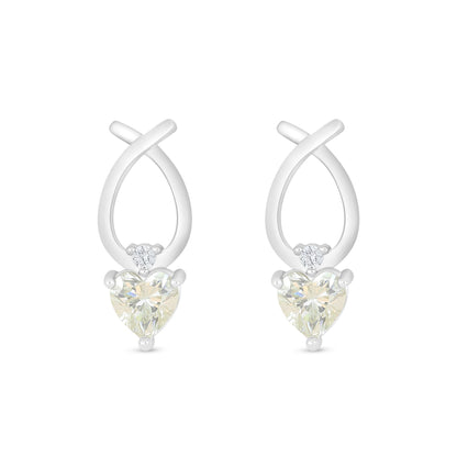 Sterling Silver 925 Earring Rhodium Plated Embedded With Diamond Zircon And White Zircon