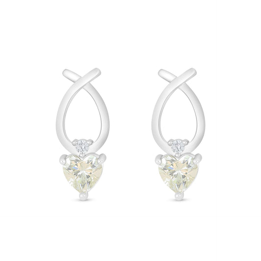 Sterling Silver 925 Earring Rhodium Plated Embedded With Diamond Zircon And White Zircon