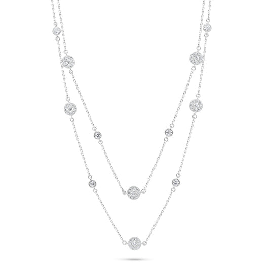 Sterling Silver 925 Necklace Rhodium Plated Embedded With White Zircon