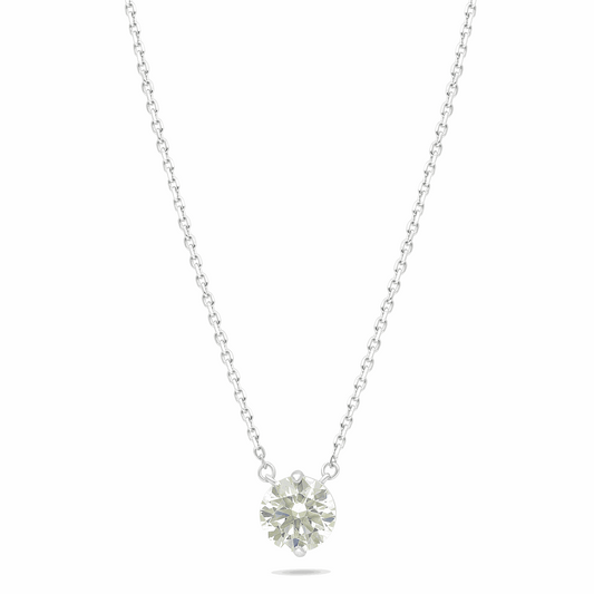 Sterling Silver 925 Necklace Rhodium Plated Embedded With Diamond Zircon