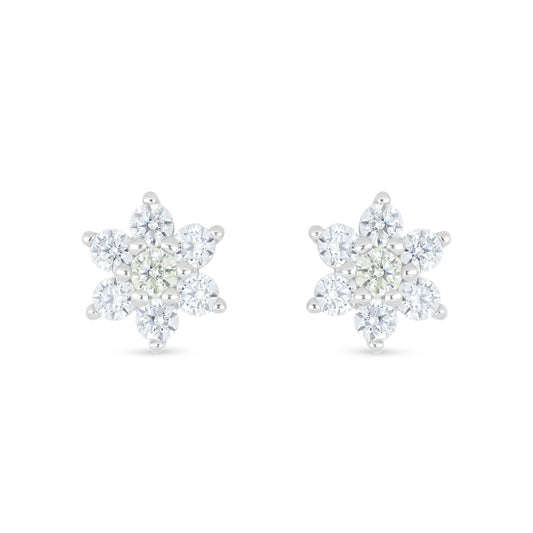Sterling Silver 925 Earring Rhodium Plated Embedded With Diamond Zircon And White Zircon