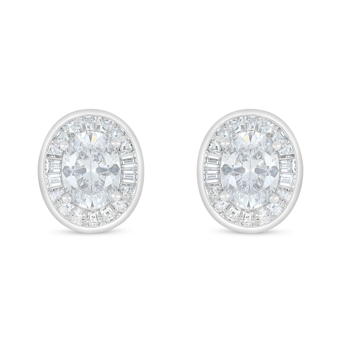 Sterling Silver 925 Earring Rhodium Plated Embedded With White Zircon