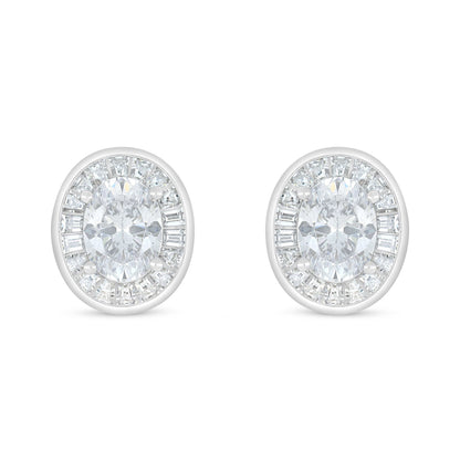 Sterling Silver 925 Earring Rhodium Plated Embedded With White Zircon