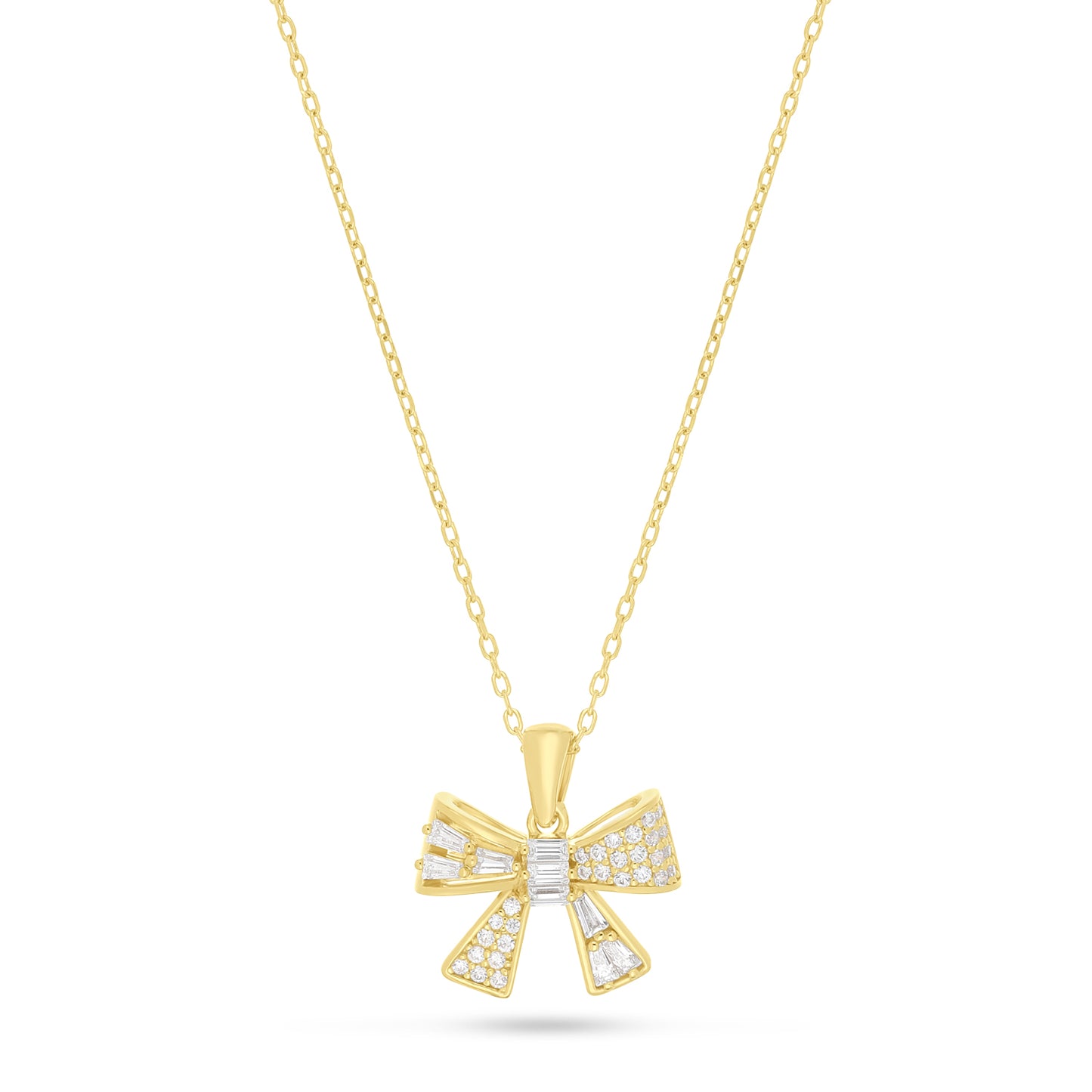 Sterling Silver 925 Necklace Golden Plated Embedded With White Zircon