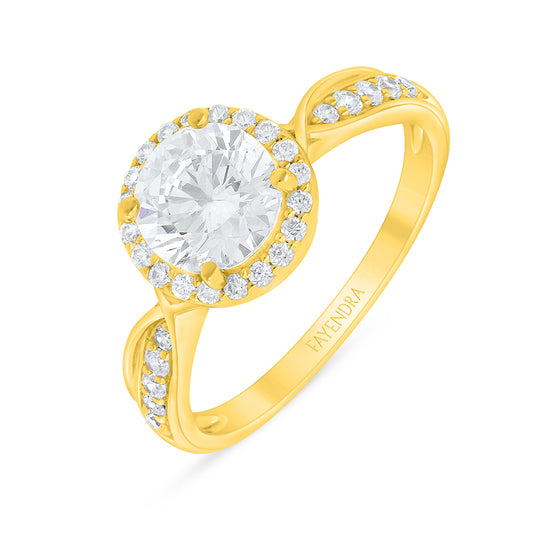 Sterling Silver 925 Ring Golden Plated Embedded With White Zircon