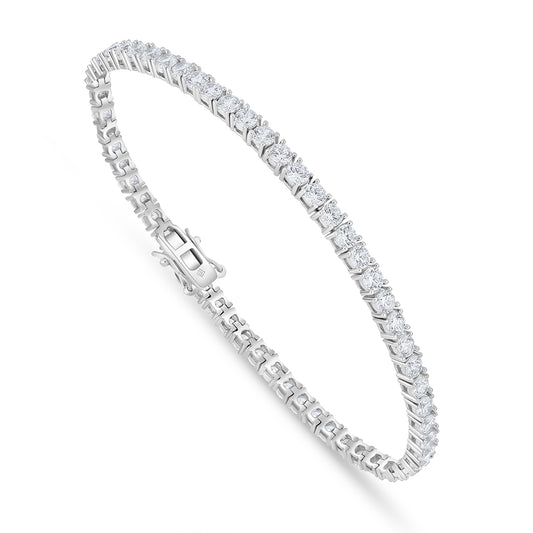 Sterling Silver 925 Bracelet Rhodium Plated Embedded With White Zircon