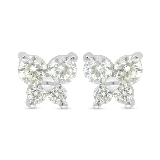 Sterling Silver 925 Earring Rhodium Plated Embedded With Yellow Diamond