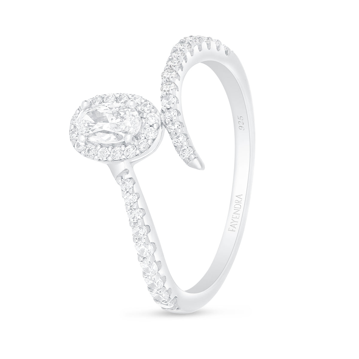 Sterling Silver 925 Ring Rhodium Plated Embedded With White Zircon