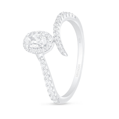 Sterling Silver 925 Ring Rhodium Plated Embedded With White Zircon