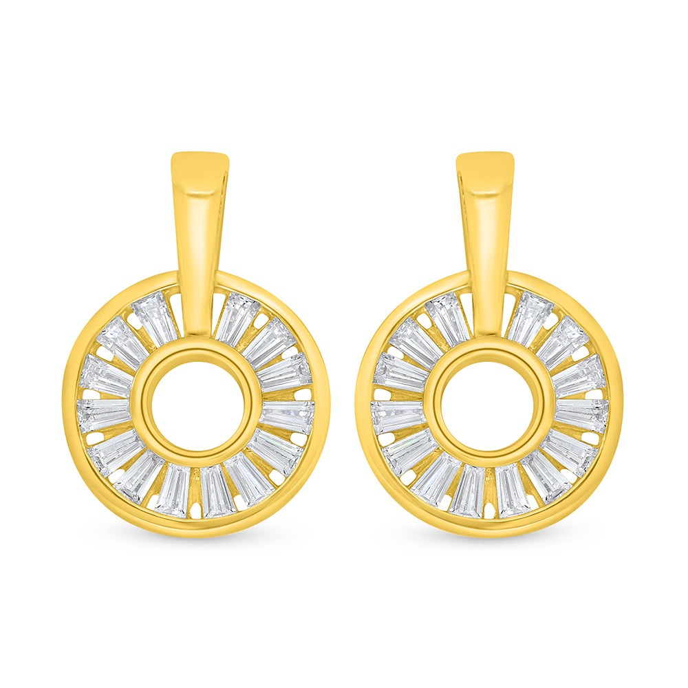 Sterling Silver 925 Earring Golden Plated Embedded With White Zircon