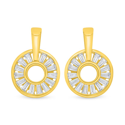 Sterling Silver 925 Earring Golden Plated Embedded With White Zircon